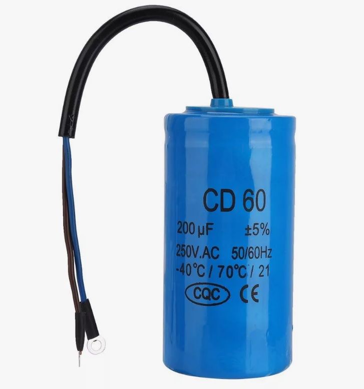 Конденсатор пусковой 250VAC, 150uF, CD60, без ГТД